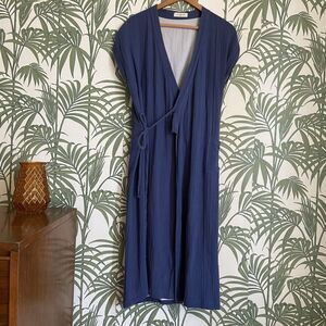 SOLD OddBird Co Aydin Cotton Gauze Wrap Lounge House Dress Blue Small